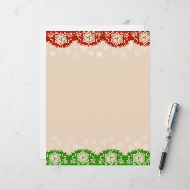 Snowflake Lace Christmas Garland Stationery Briefbogen (Vorderseite/Rückseite Beispiel)