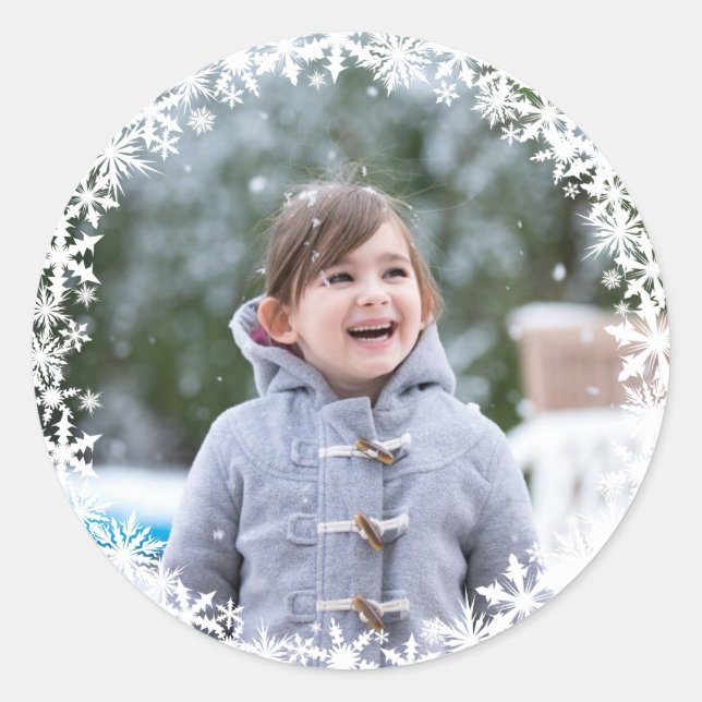 Snowflake Lace Foto Holiday Sticker (Vorderseite)