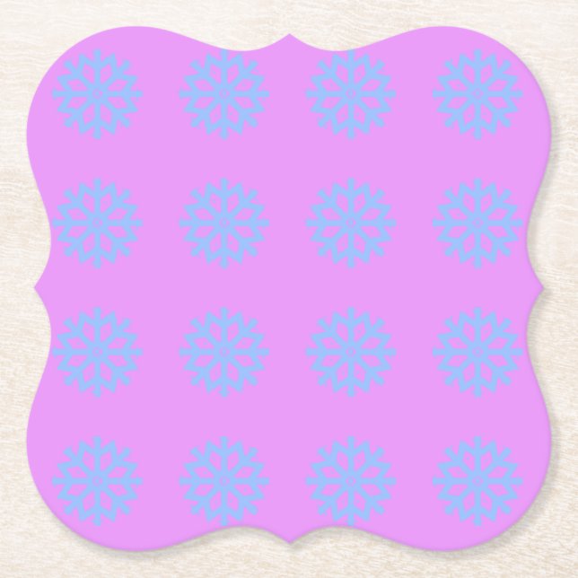 Snowflake Light Blue Winter Festival Pattern Lilac Untersetzer (Vorderseite)