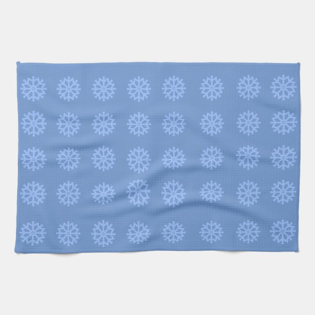 Snowflake Light Blue Winter Pattern Geschirrtuch (Horizontal)