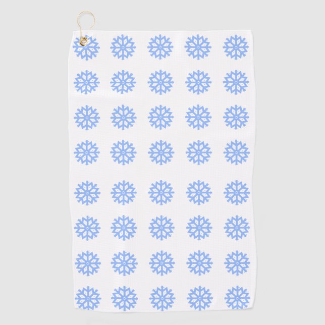 Snowflake Light Blue Winter Pattern Golfhandtuch (Vorderseite)