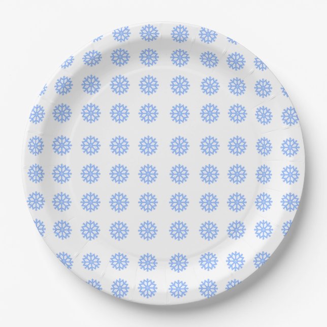 Snowflake Light Blue Winter Pattern Pappteller (Vorderseite)