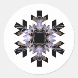 Snowflake-like Fraktal Art Design Lila Schwarz Runder Aufkleber