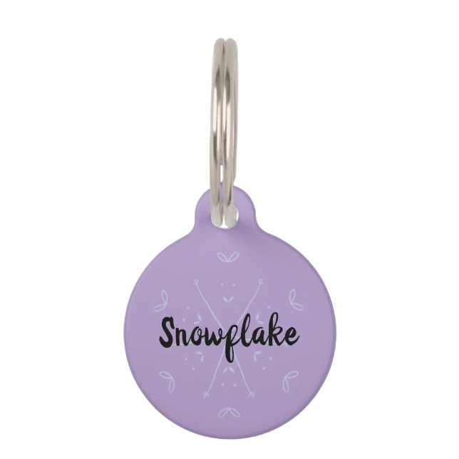 Snowflake Lilac Wintername Haustiermarke (Vorderseite)