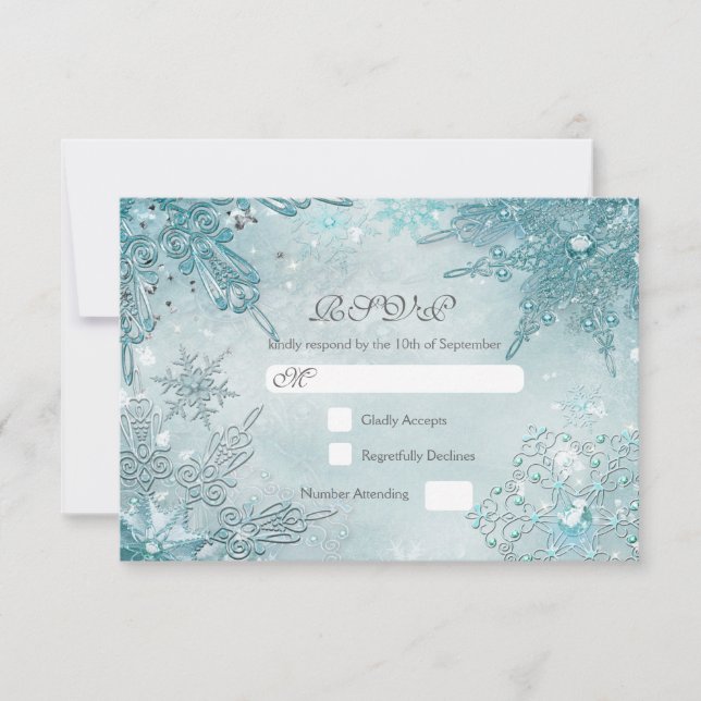 Snowflake Magic Winter Wonderland RSVP Karte (Vorderseite)