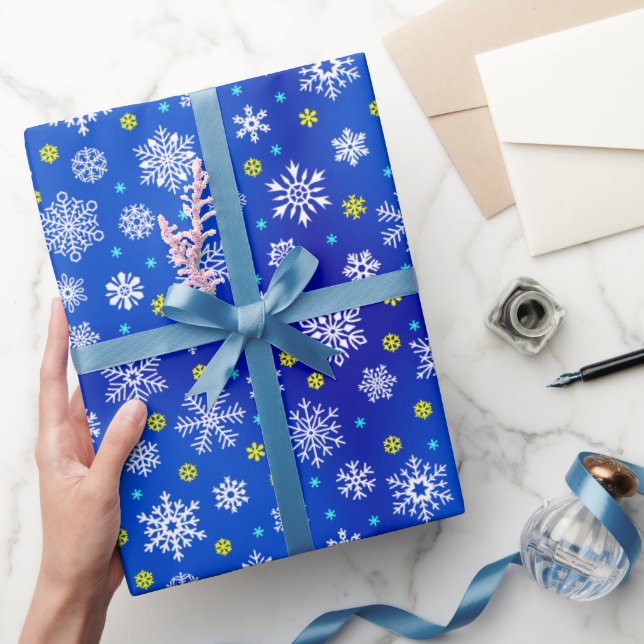 Snowflake Marine blau königsblauen modernen chic e Geschenkpapier (Schenken)