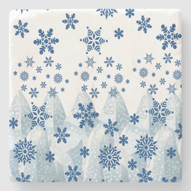 Snowflake Marmor Stone Untersetzer Weihnachten (Vorderseite)
