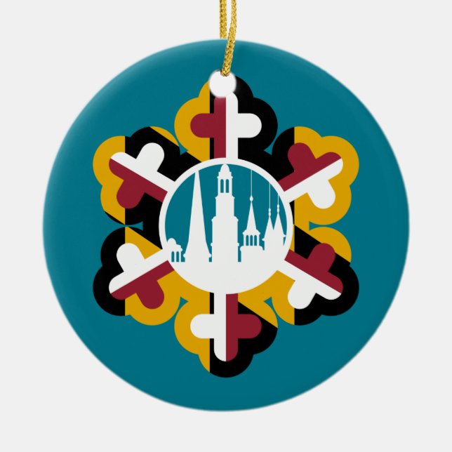 Snowflake Maryland Flag Cluster Spires Ornament (Vorne)