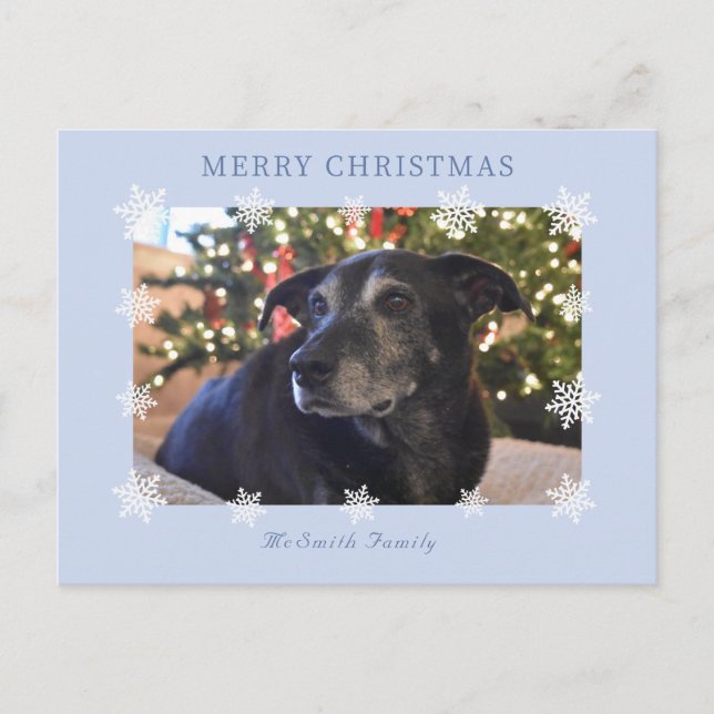 Snowflake Modern Family Foto Holiday Card Postkarte (Vorderseite)