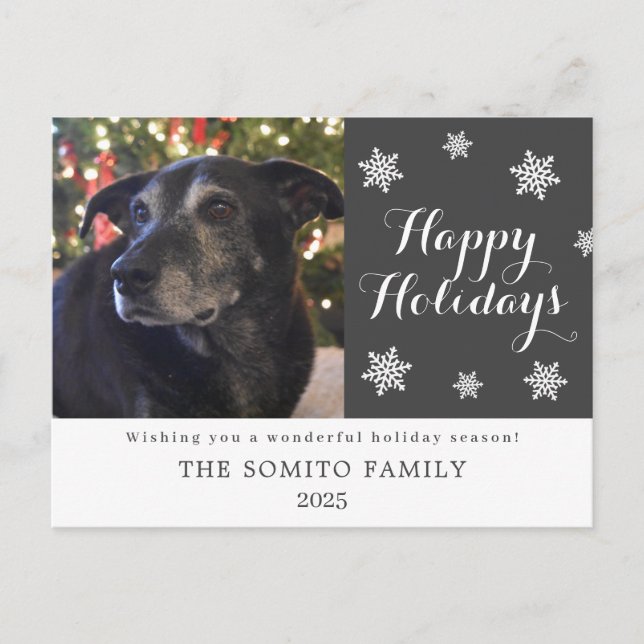 Snowflake Modern Family Photo Holiday Card Postkarte (Vorderseite)