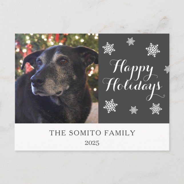 Snowflake Modern Family Photo Holiday Card Postkarte (Vorderseite)