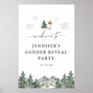 Snowflake Mountain Gender Reveal Willkommenszeiche Poster