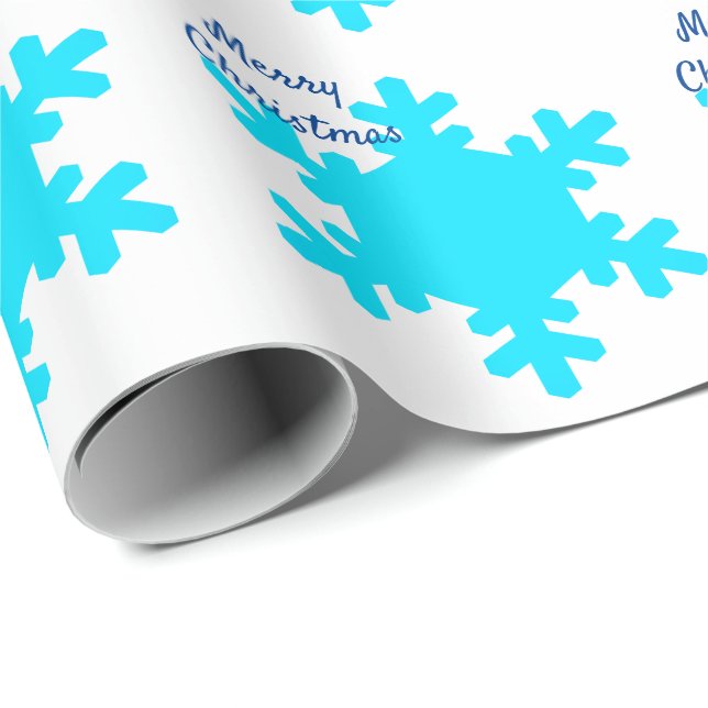 Snowflake Muster Blue White Frohe Weihnachten Geschenkpapier (Rolleneckpunkt)