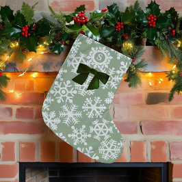 Snowflake Muster Bow Niedlich Sage Green Mit Monog Kleiner Weihnachtsstrumpf