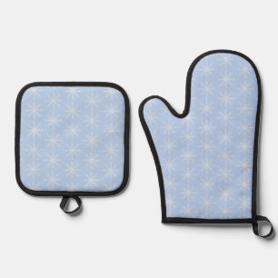 Snowflake Muster Light Blue Ofenhandschuh & Topflappen-Set