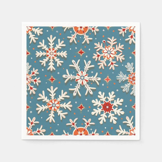 Snowflake Muster Napkin mit blauem Hintergrund Serviette (Vorderseite)