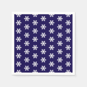 Snowflake Muster Navy Blue & White Winter Serviette