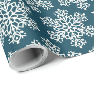 Snowflake Muster Weihnachts-Blau weiß Geschenkpapier