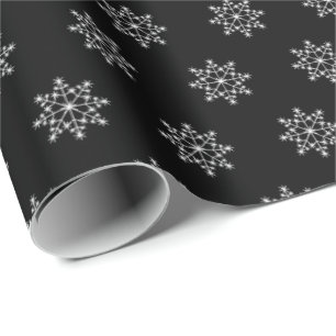 Snowflake Muster Weihnachtsfeiertag Schwarz-weiß Geschenkpapier