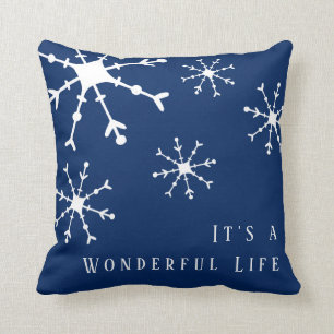 Snowflake Navy Blue Weihnachten Kissen