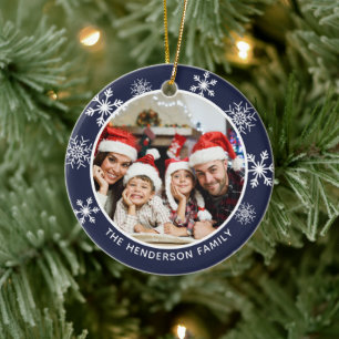 Snowflake Navy Blue Wunderbare Zeit des Jahres Keramik Ornament
