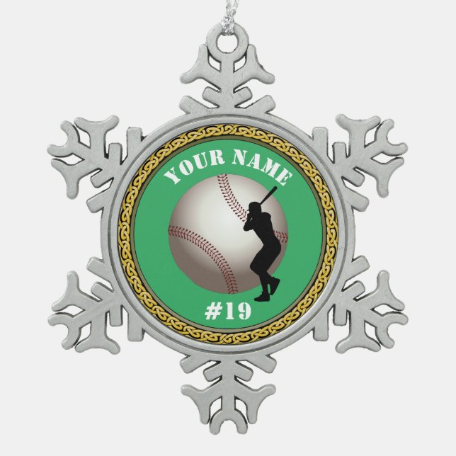 Snowflake Ornament Baseball - Name und Nummer hinz (Vorderseite)