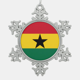 Snowflake-Ornament mit Ghana-Flagge Schneeflocken Zinn-Ornament