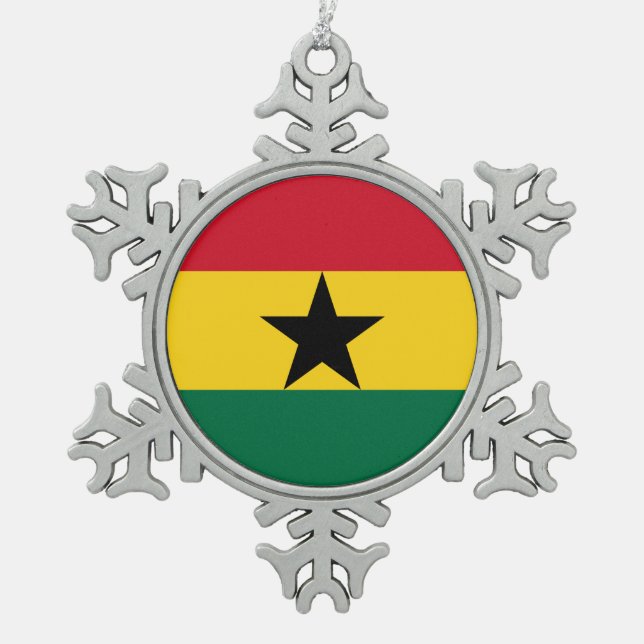 Snowflake-Ornament mit Ghana-Flagge Schneeflocken Zinn-Ornament (Vorderseite)