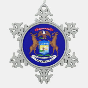 Snowflake Ornament mit Michigan Flag