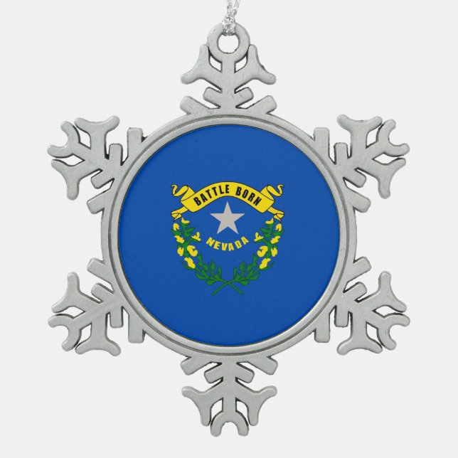 Snowflake Ornament mit Nevada Flag (Vorderseite)