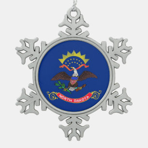 Snowflake-Ornament mit North Dakota Flag Schneeflocken Zinn-Ornament