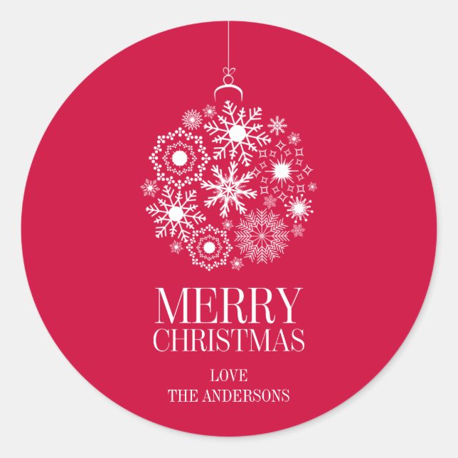 Snowflake Ornament Urlaub Frohe Weihnachtsaufklebe Runder Aufkleber (Vorderseite)