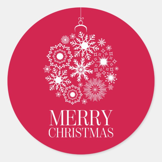 Snowflake Ornament Urlaub Frohe Weihnachtsaufklebe Runder Aufkleber (Vorderseite)