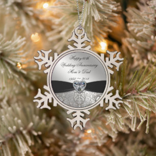 Snowflake-Ornament zum 60. Hochzeitstag Schneeflocken Zinn-Ornament