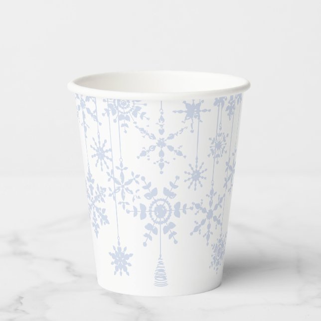 Snowflake Ornaments Ice Blue Pappbecher (Vorderseite)