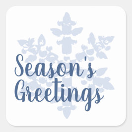 Snowflake Ornaments Ice Blue Quadratischer Aufkleber