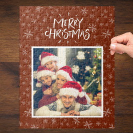 Snowflake Pattern auf Red Mercury Christmas Foto J Puzzle