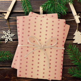 Snowflake Pattern Festive Red Metallic Weihnachten Geschenkpapier Set