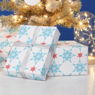 SNOWFLAKE PATTERN Festlich modern minimalrot blau Geschenkpapier