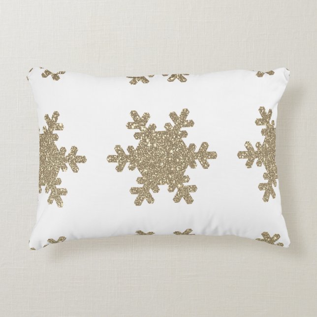 Snowflake Pattern Gold Glitzer Weihnachten Dekokissen (Vorderseite)