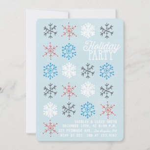 Snowflake Pattern Winter Blue Holiday Party einlad Einladung