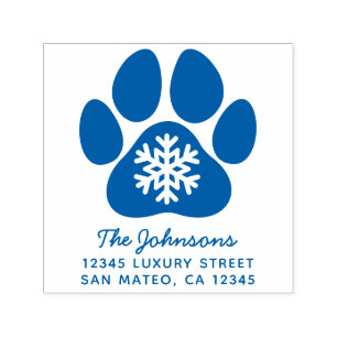 Snowflake Paw Print Holiday Adresse Permastempel