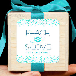Snowflake Peace Joy Liebe Moderne Typografie Holid Quadratischer Aufkleber