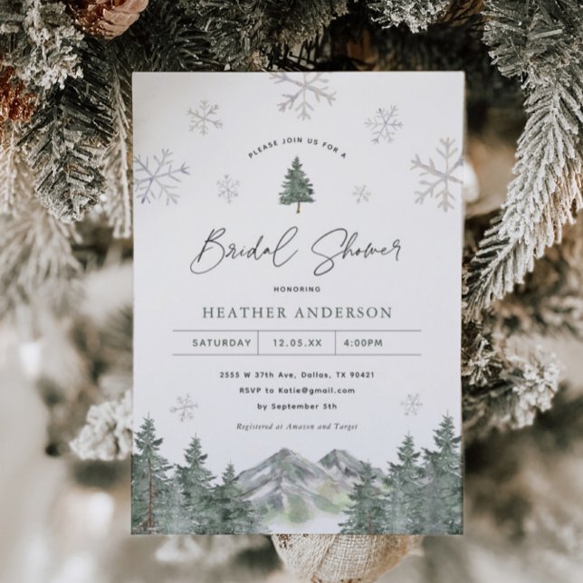 Snowflake Pine Winter Bridal Dusche Einladung (Von Creator hochgeladen)