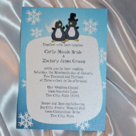 Snowflake Pinguin Toon Wedding Einladung