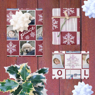 Snowflake Pink Opal Peace Joy Liebe 4 Foto Geschenkpapier Set