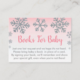 Snowflake Pink & Silver Baby Book Request Cards Platzkarte