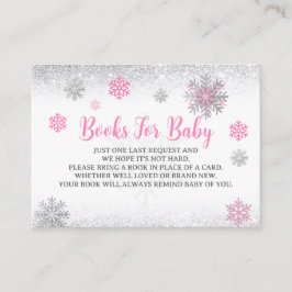 Snowflake Pink & Silver Baby Shower Book Request Begleitkarte