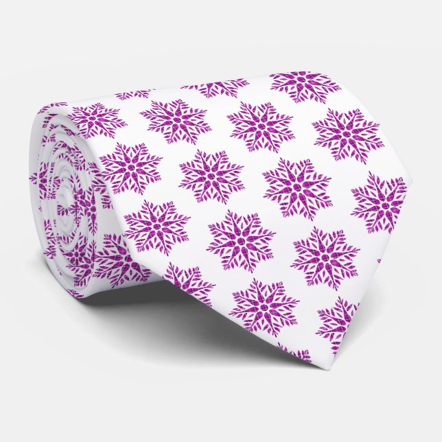Snowflake Plaid Pattern Pink Holiday Neck Tie Krawatte (Gerollt)