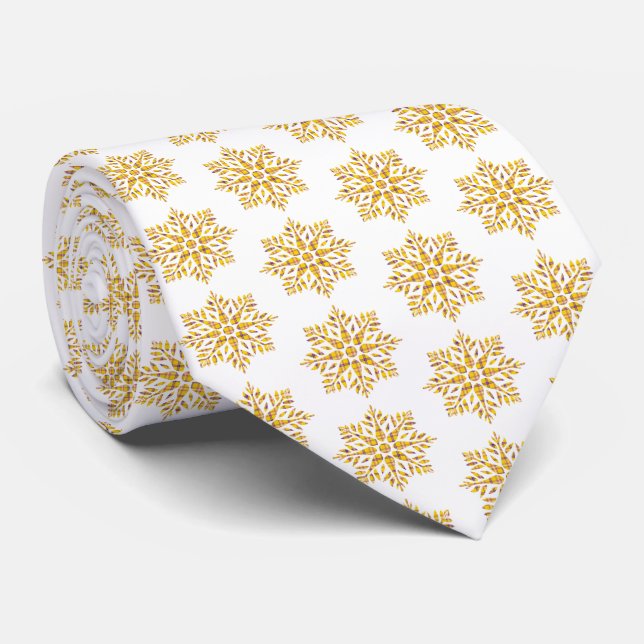 Snowflake Plaid Pattern Yellow Neck Tie Krawatte (Gerollt)